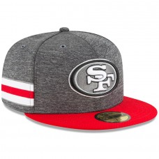 Men's San Francisco 49ers New Era Heather Gray/Scarlet 2018 NFL Sideline Home Graphite 59FIFTY Fitted Hat 3058419